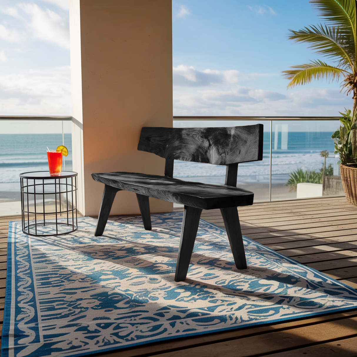 Modern Outdoor Wooden Bench For Garden And Patio