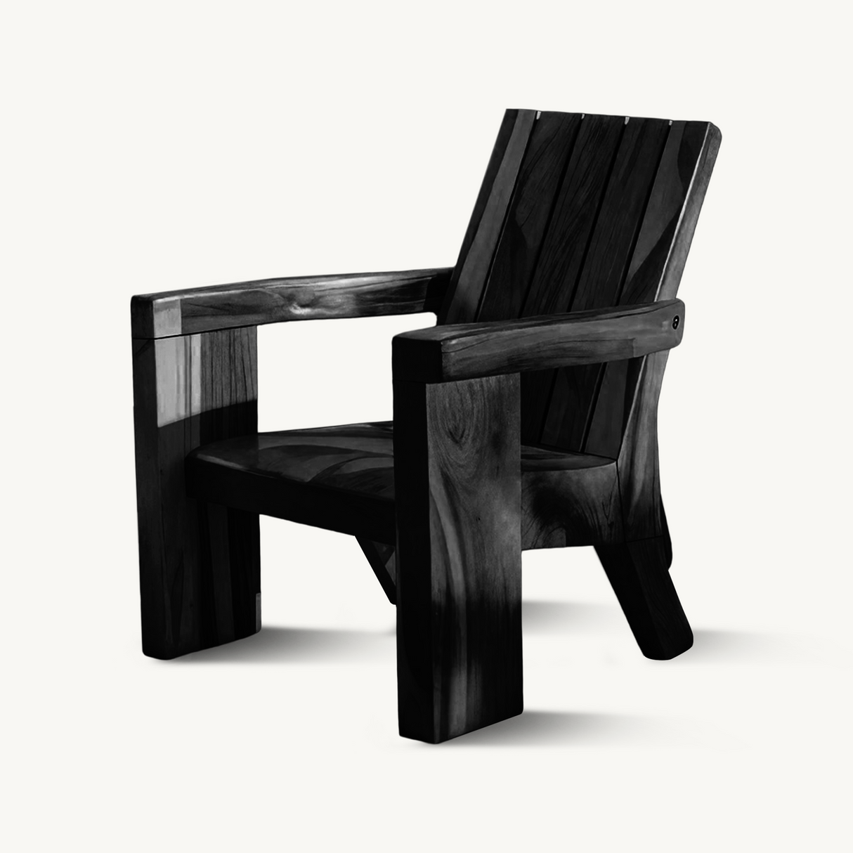 Rustic Outdoor Wooden Lounge Chair With Armrests For Garden Or Porch