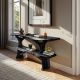 Mid Century Wooden Live Edge Console Table For Apartment Living Room