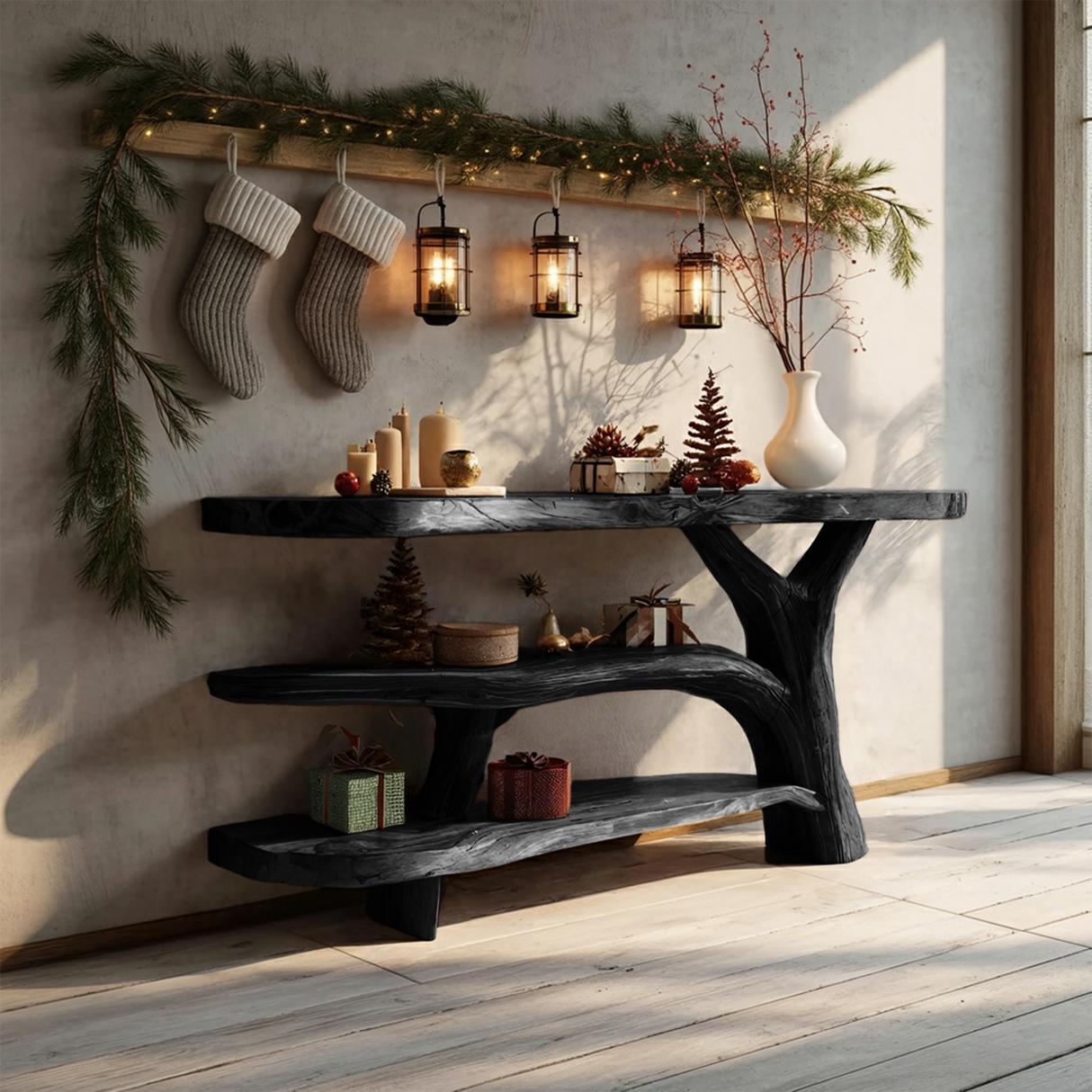 Handcrafted Solid Wood Console Table For Xmas Furniture Entryway Design