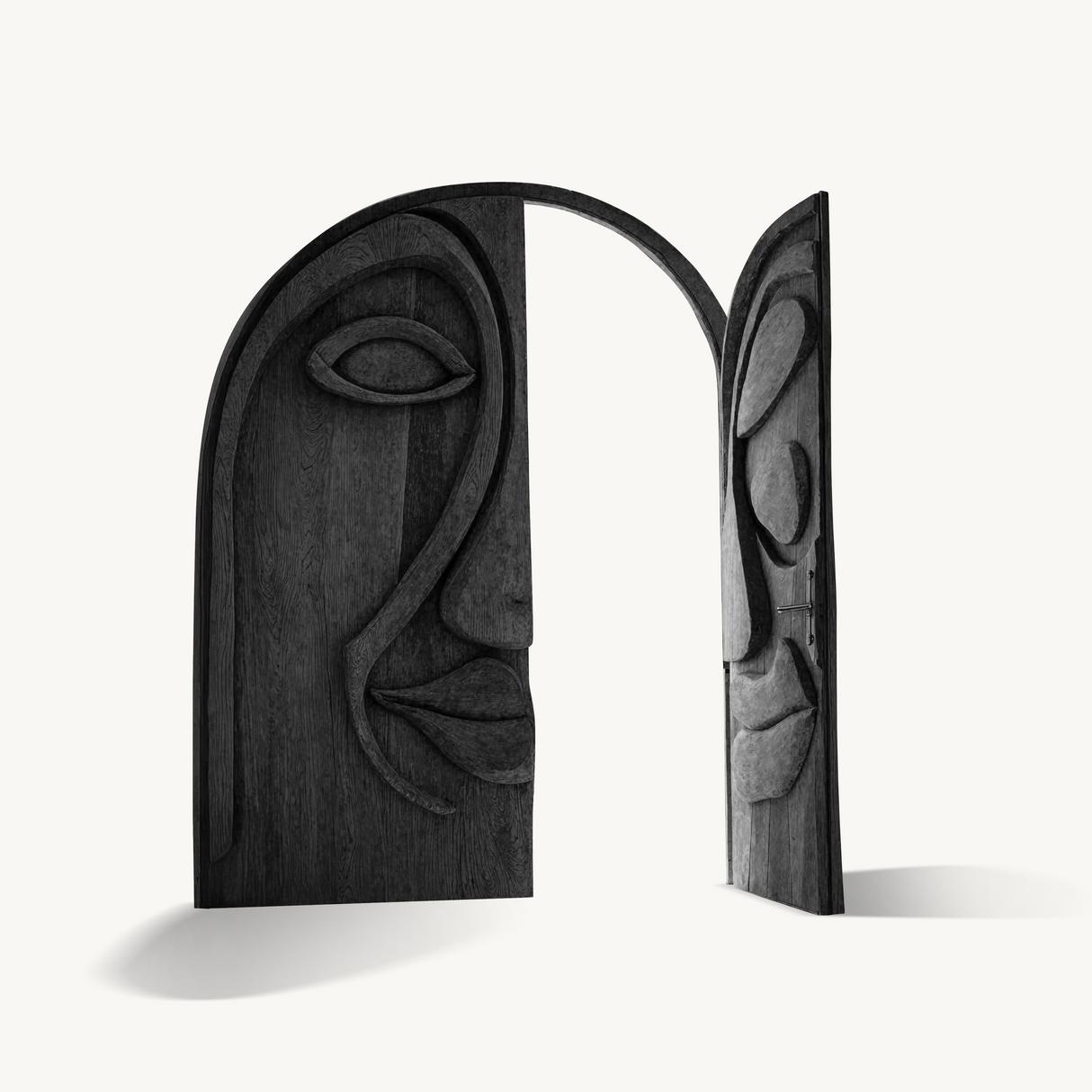 Artistic Face Carved Entry Door For Villa Entrance