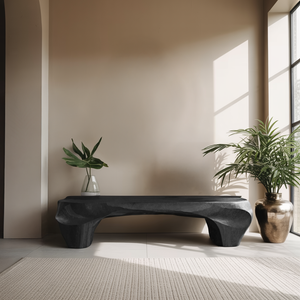 Modern Sculptural Bench And Wall Mirror For Entryway