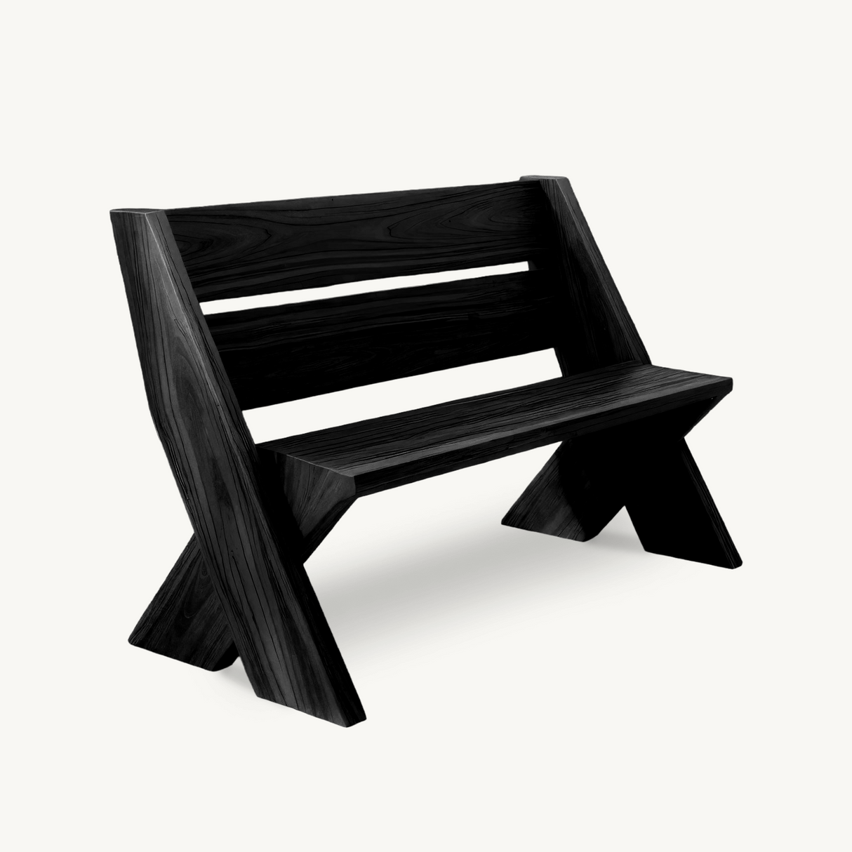 Modern Outdoor Bench With Angled Legs For Garden Patio And Backyard