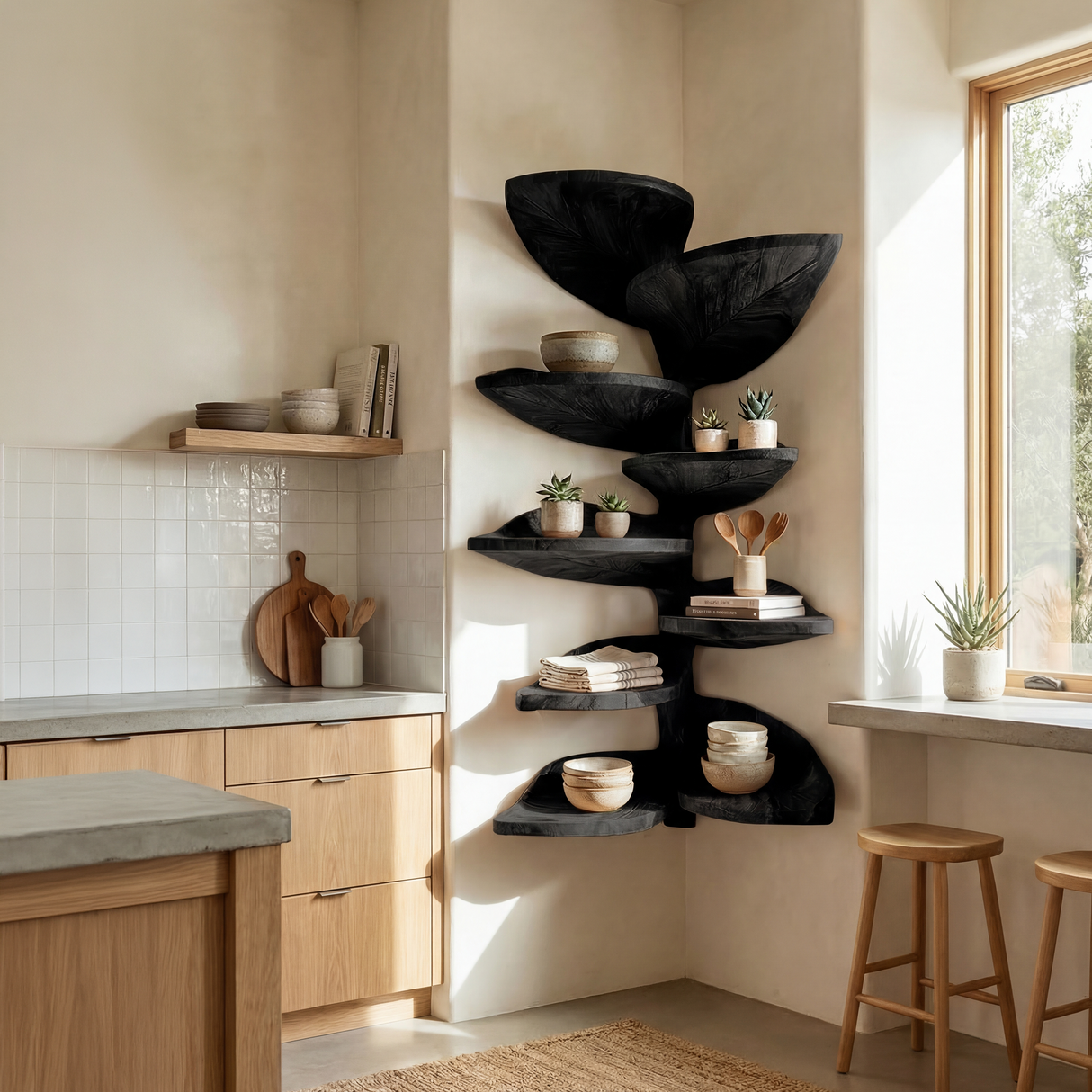 Modern Leaf Corner Shelf Entryway Wall Organizer Display