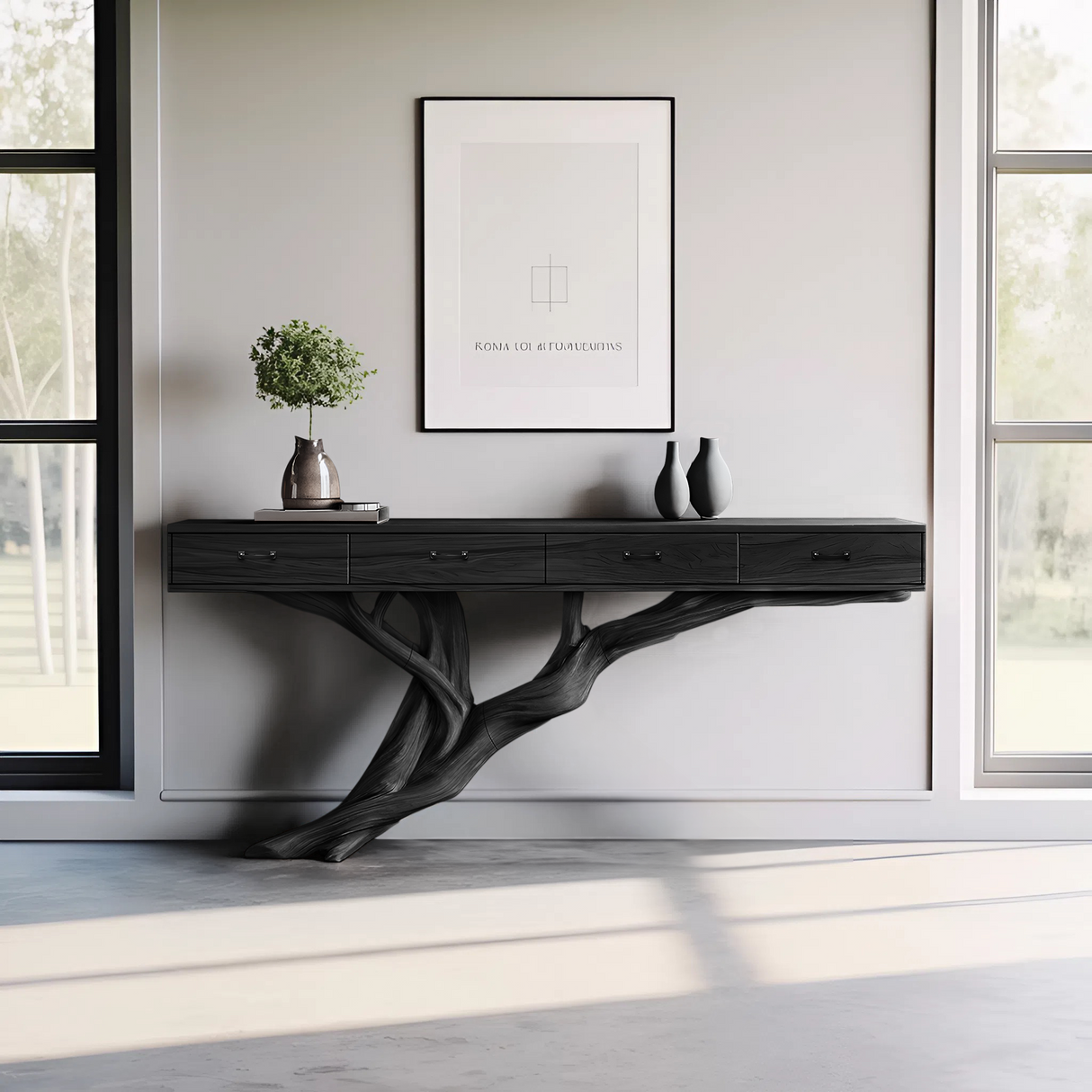 Mid Century Wooden Console Table For Living Room Contemporary Accent