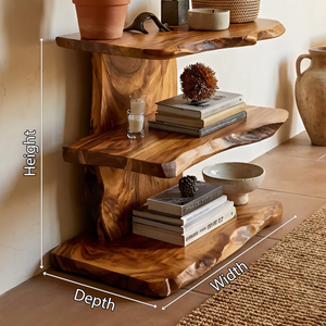 Farmhouse Wooden Live Edge Standing Shelf For Housewarming Gift Decor
