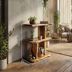 Handcrafted Wooden Live Edge Standing Shelf For Bedroom Storage Decor