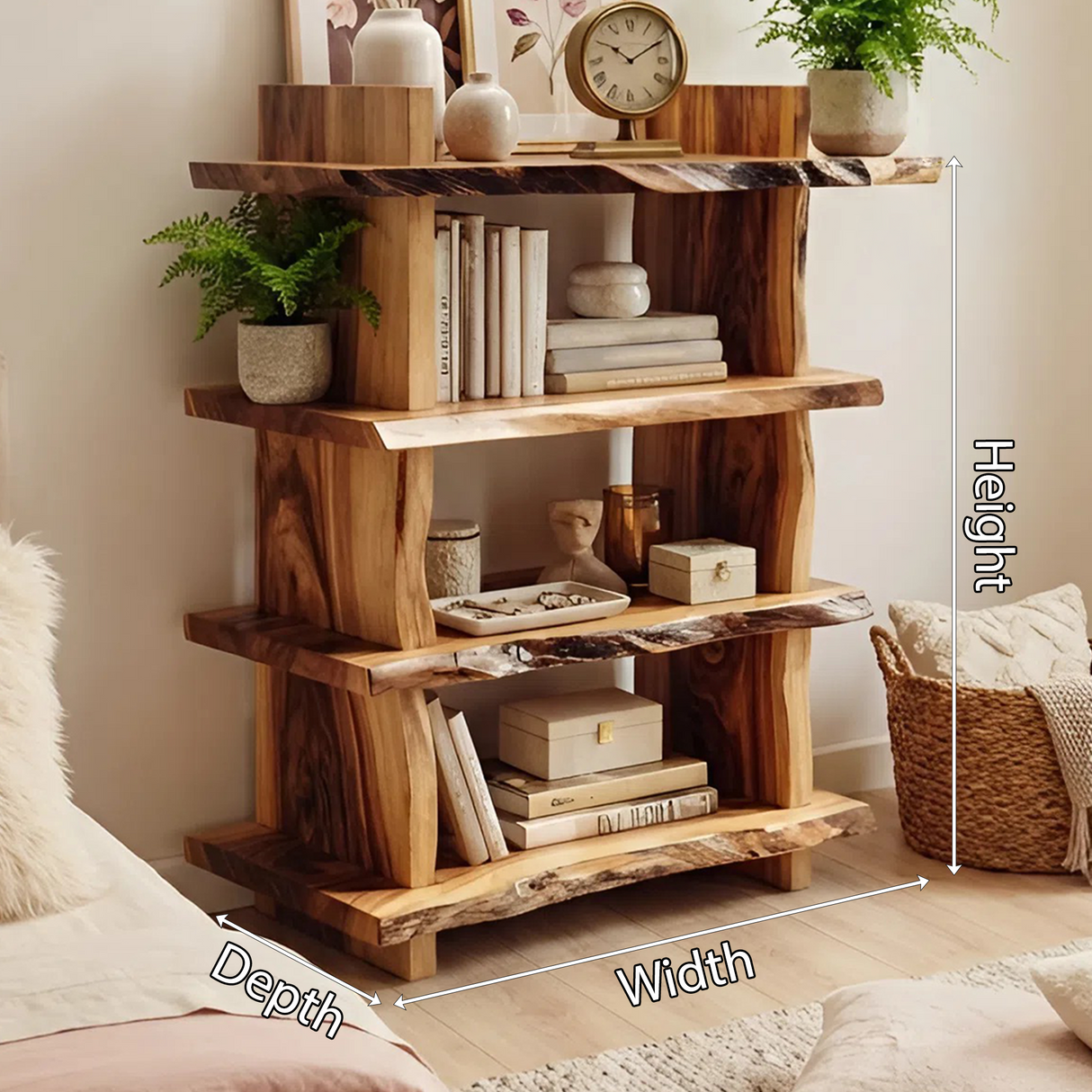 Minimal Wood Bookshelf For Bedroom Storage And Modern Decor