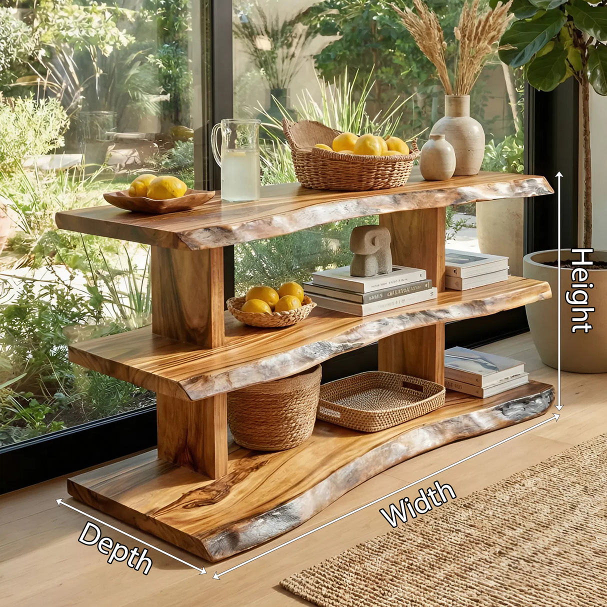 Handcrafted Wood Bookshelf For Bedroom Storage And Furniture Decor
