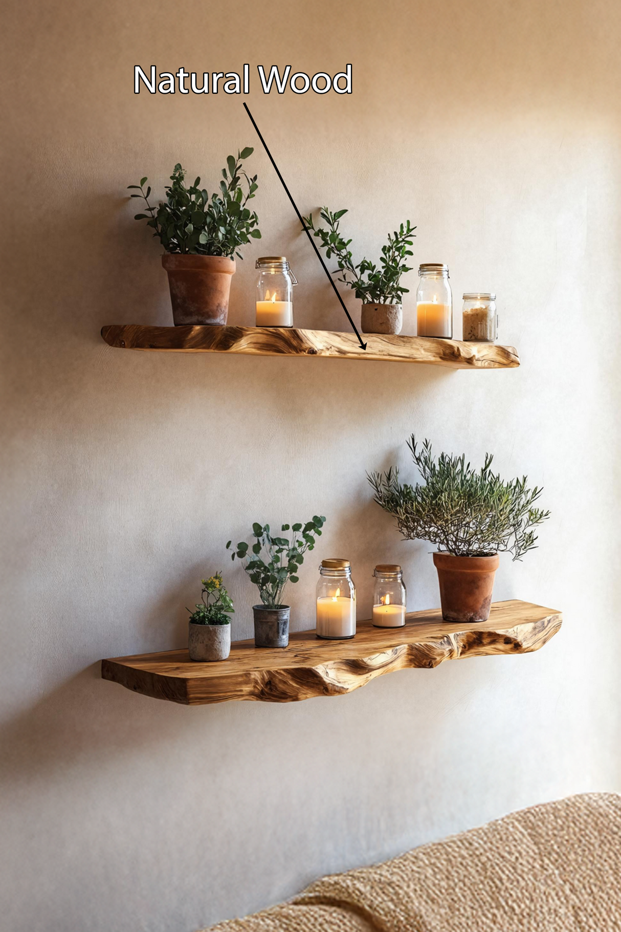 Farmhouse Wooden Floating Shelf For Living Room Holiday Decoration