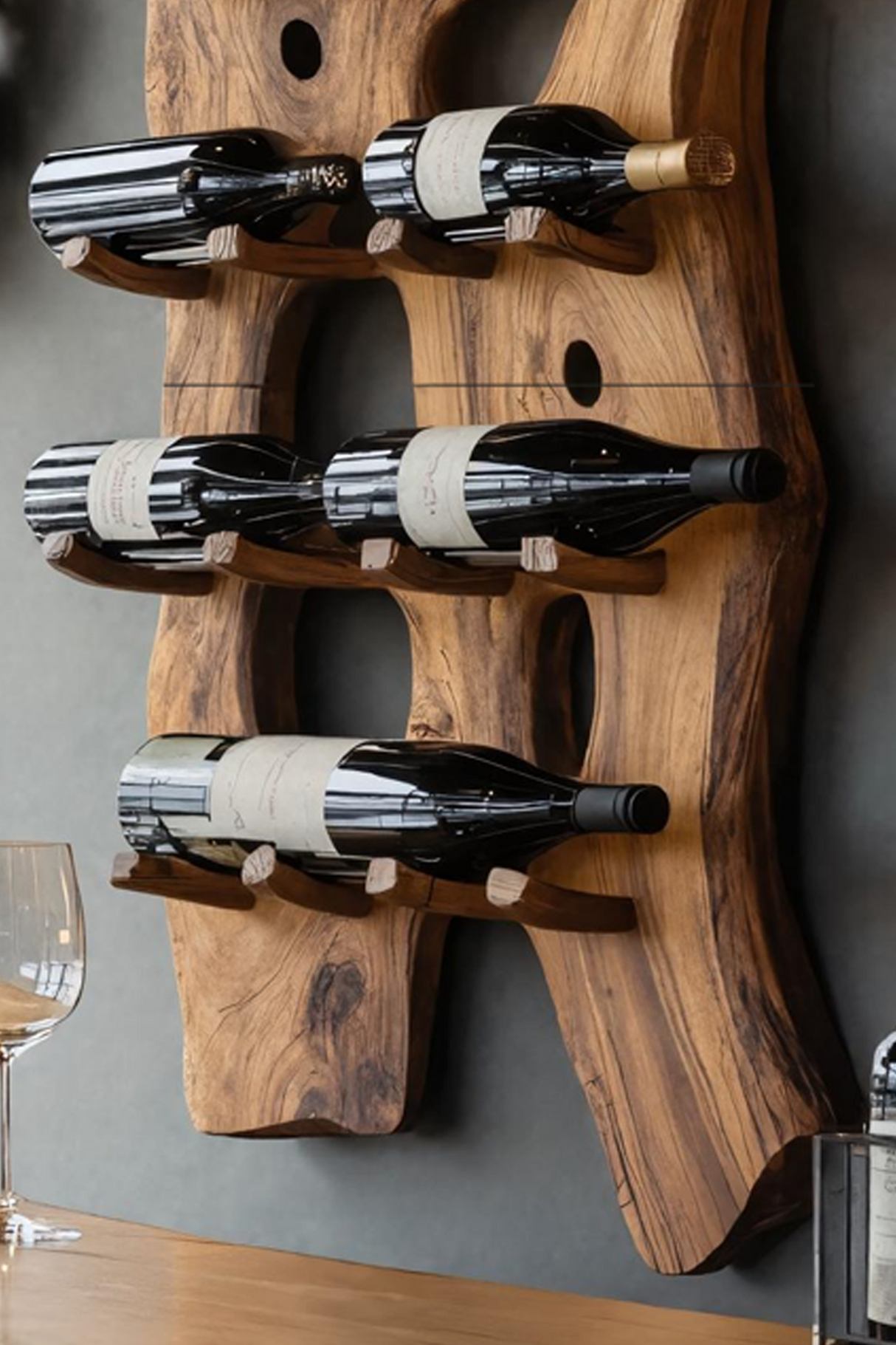 Handcrafted Wall Mount Wine Holder For Living Room