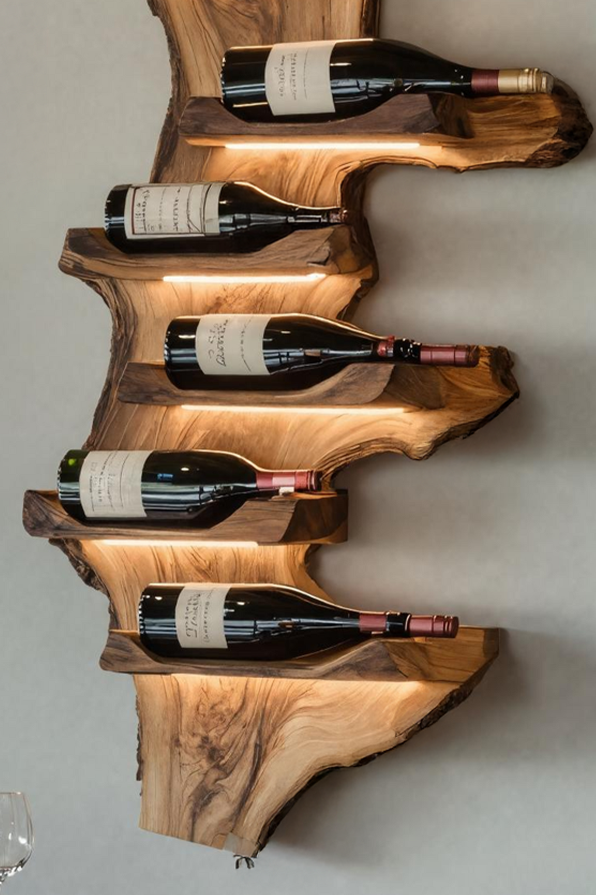 Farmhouse Live Edge Wine Holder For Entryway Furniture Decor