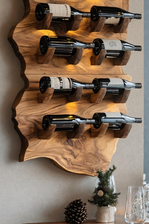 Farmhouse Wooden Live Edge Wine Holder For Furniture Decor