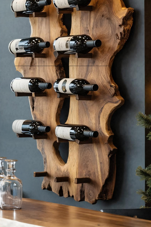Mid Century Live Edge Wine Holder For Elegant Entryway Decor