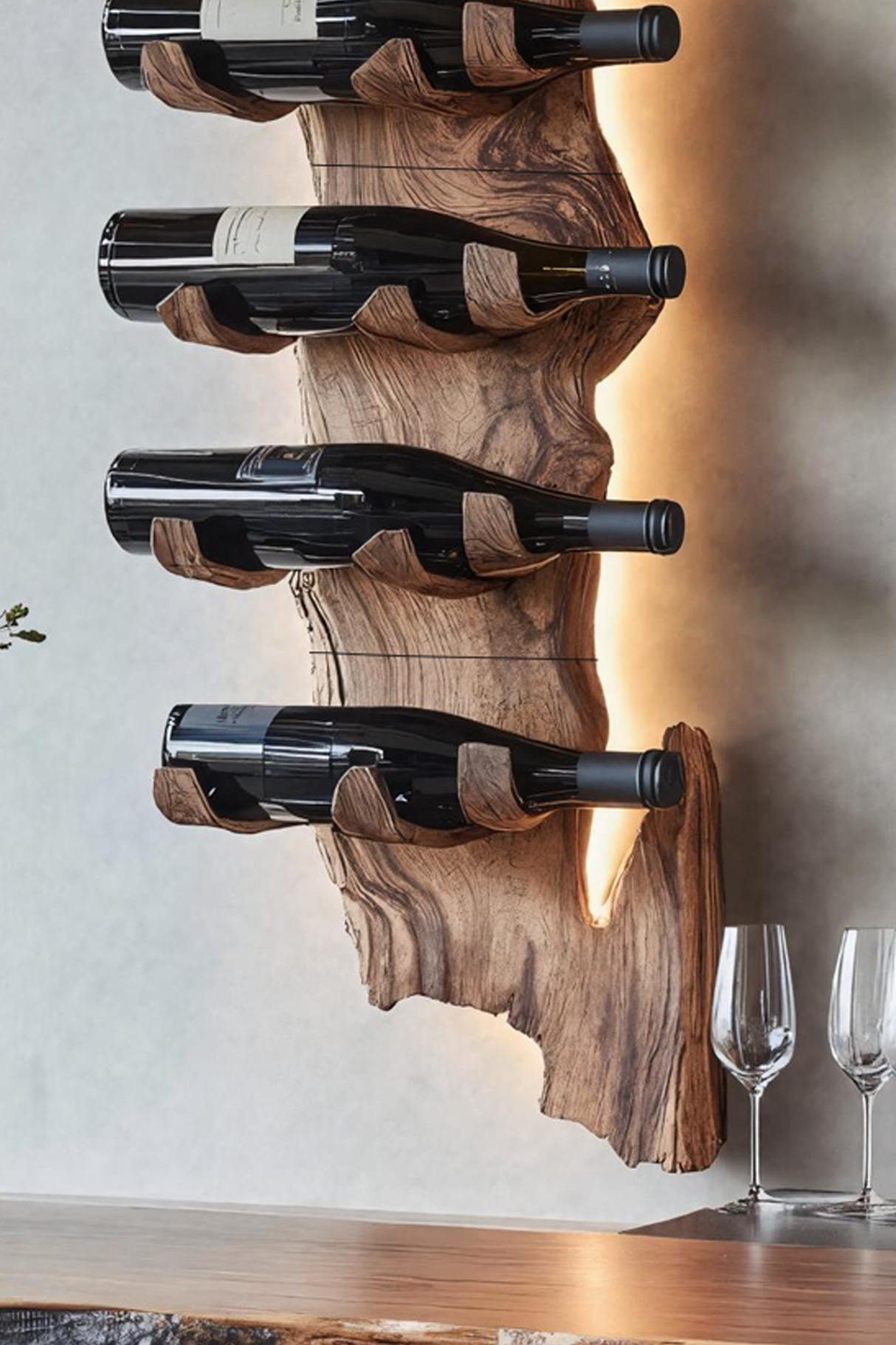 Farmhouse Solid Wood Wine Rack For Rustic Entryway Design