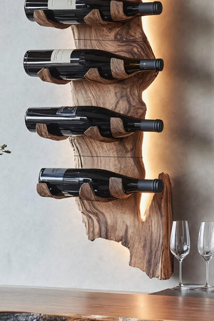 Farmhouse Solid Wood Wine Rack For Rustic Entryway Design