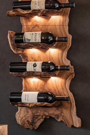 Modern Wooden Live Edge Wine Holder For Entryway Furniture