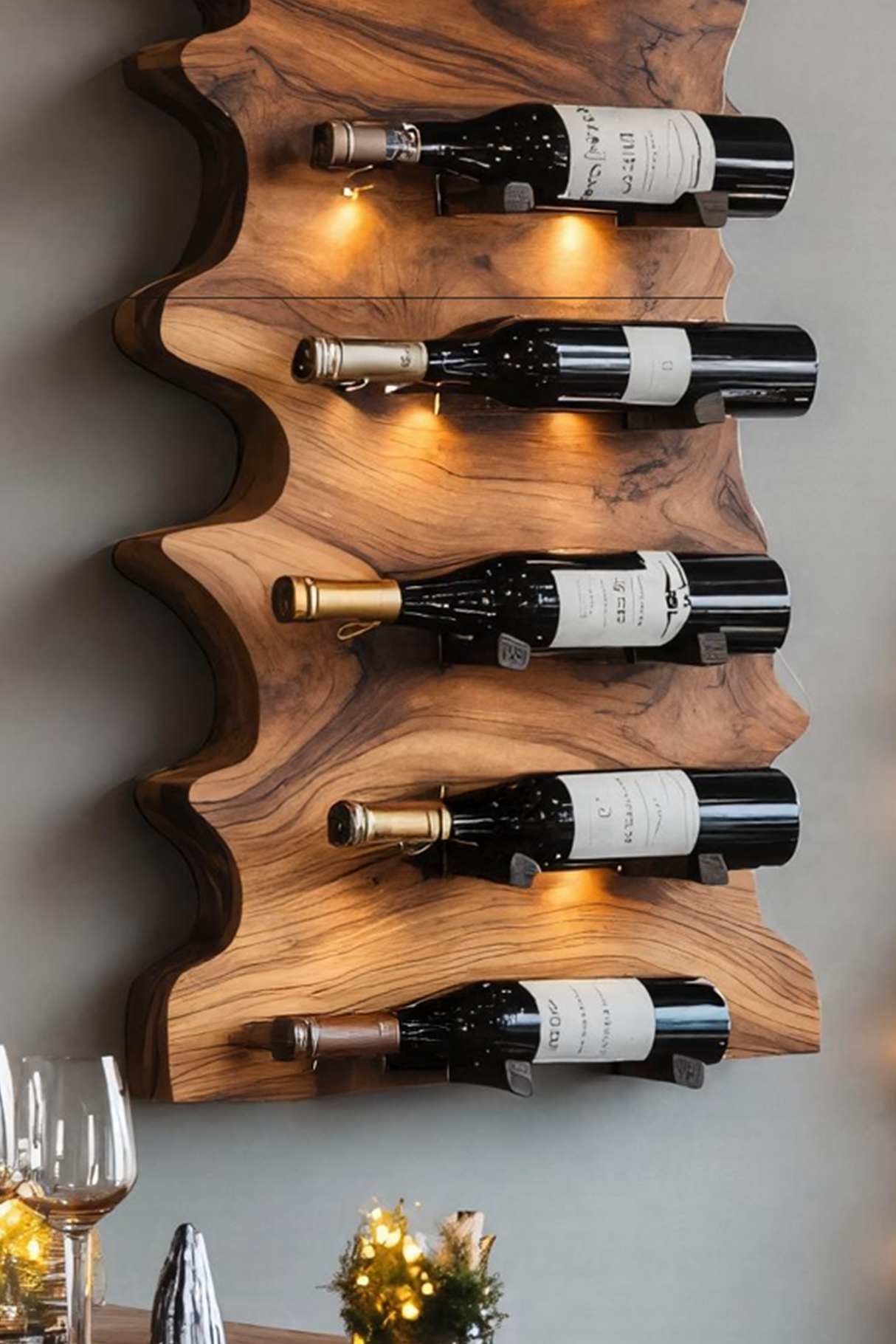 Handcrafted Live Edge Wine Holder For Entryway Design Ideas