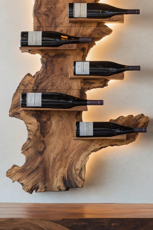 Modern Live Edge Wine Holder For Living Room Furniture Decor