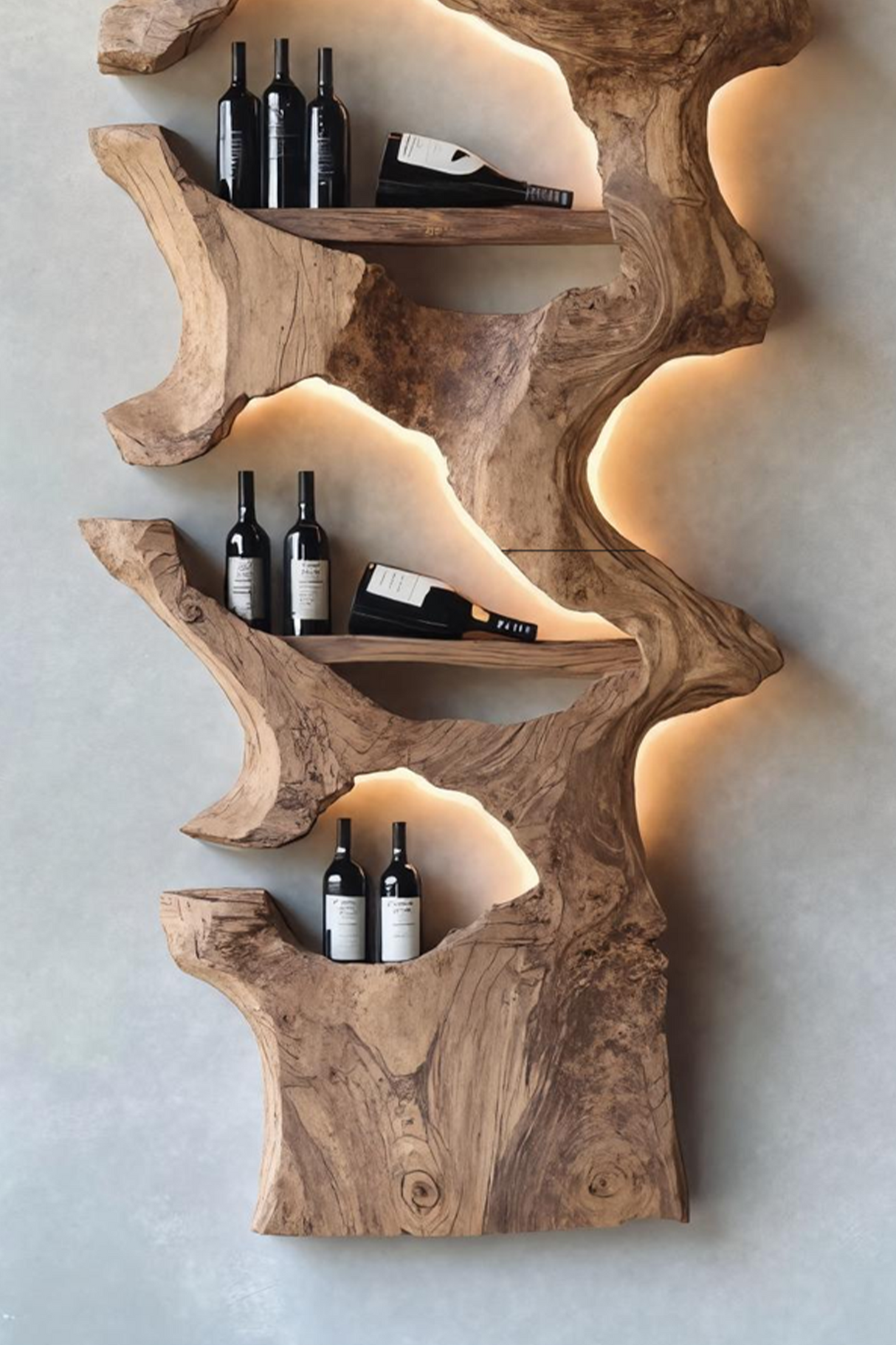 Mid Century Solid Wood Wine Rack For Bar Decor And Display