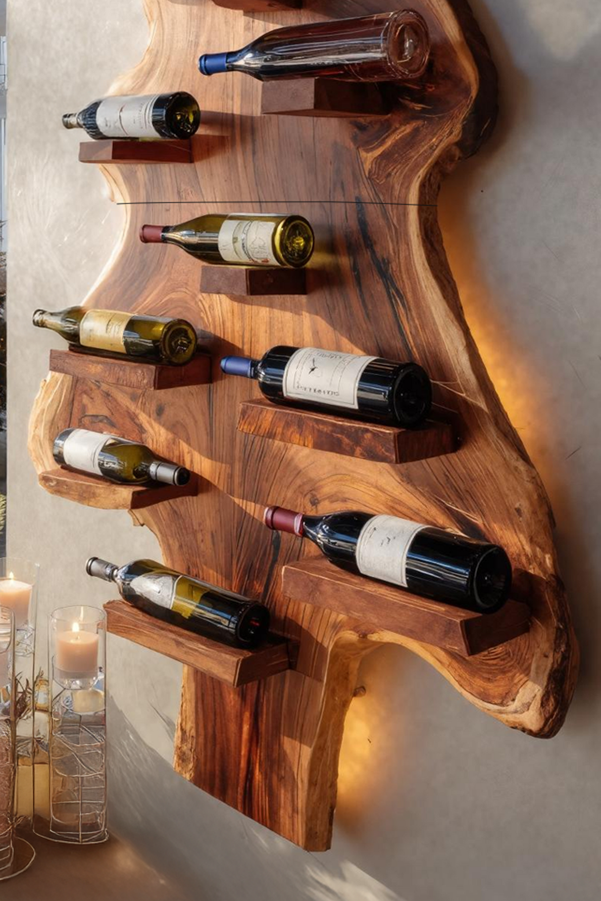 Mid Century Solid Wood Wine Rack For Entryway Furniture Style