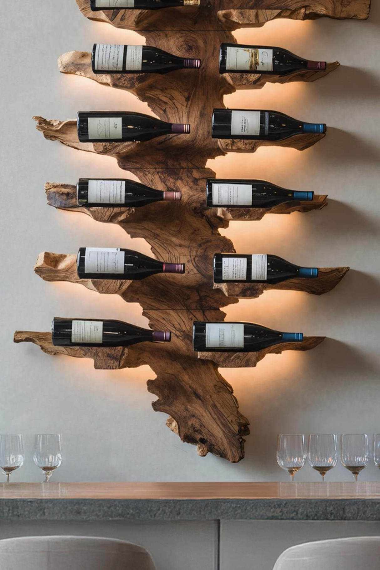 Handcrafted Live Edge Wine Holder For Luxury Furniture Decor