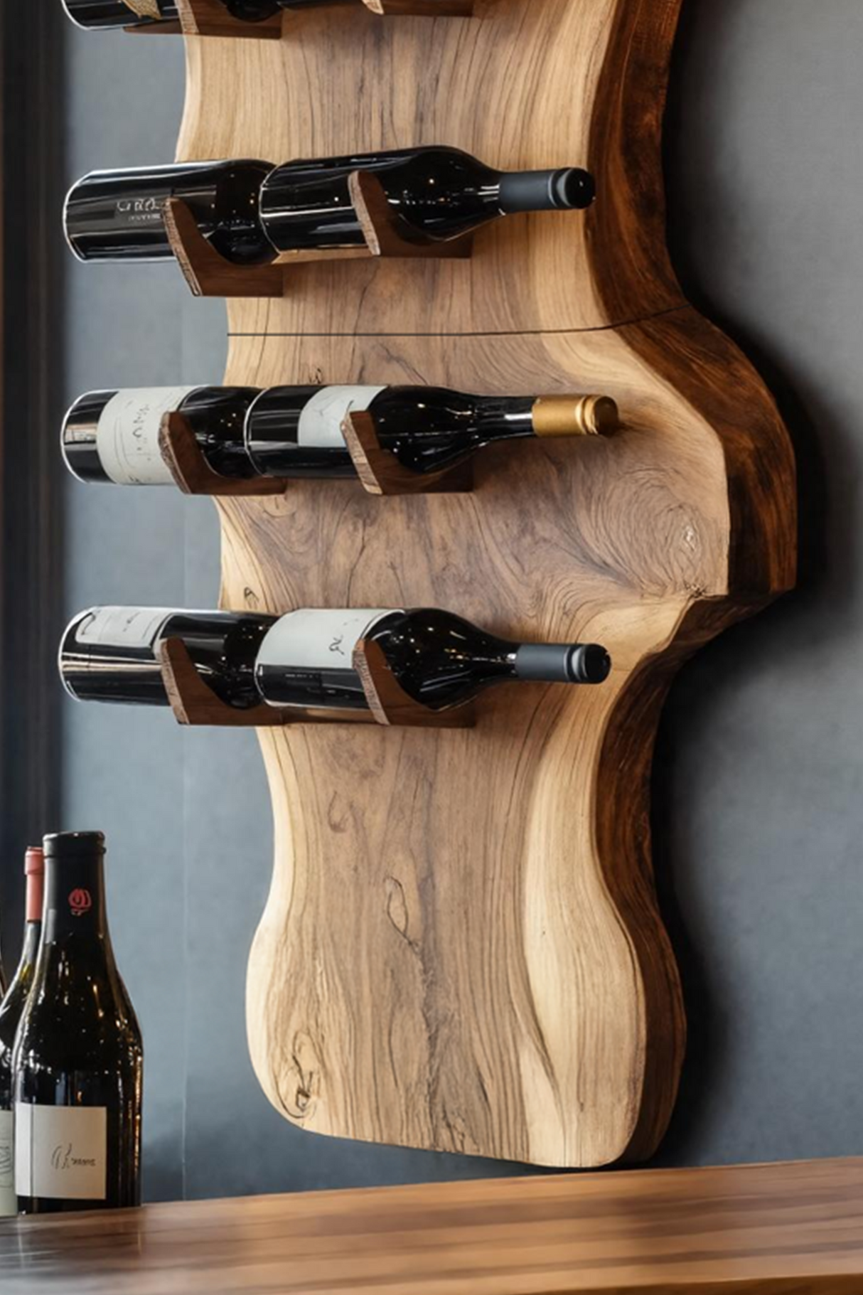 Modern Solid Wood Wine Rack For Living Room And Bar Display
