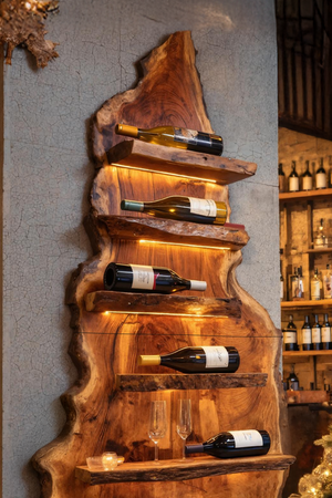 Modern Wooden Wine Rack For Bar Decor And Display Storage