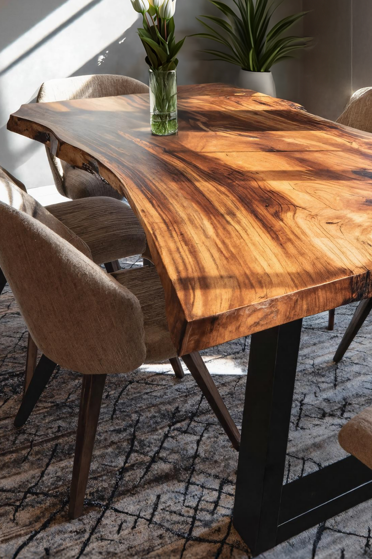 Kitchen Decor Handcrafted Solid Wood Dining Table Natural