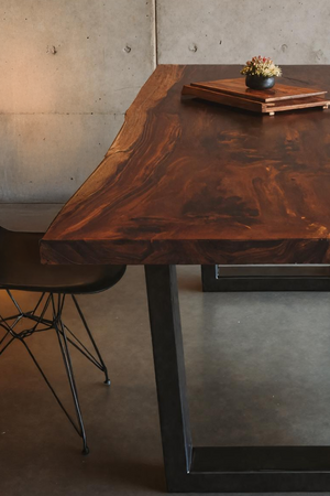 Kitchen Decor Mid Century Wooden Live Edge Dining Table