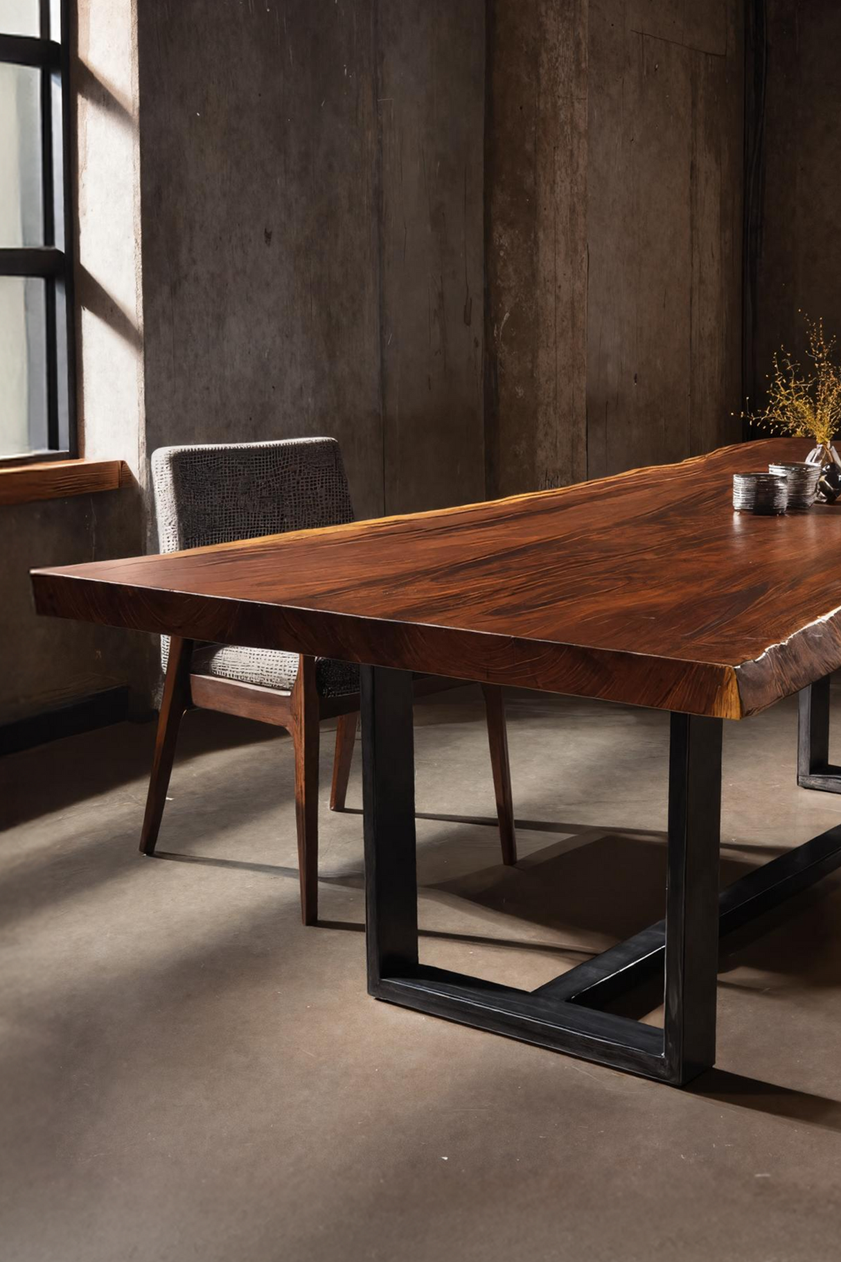 Furniture Decor Modern Live Edge Dining Table Clean Lines