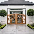 Rustic Tree Carved Entrance Gate For Garden Driveway