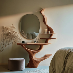 Mid Century Live Edge Cosmetic Table For Bathroom Style