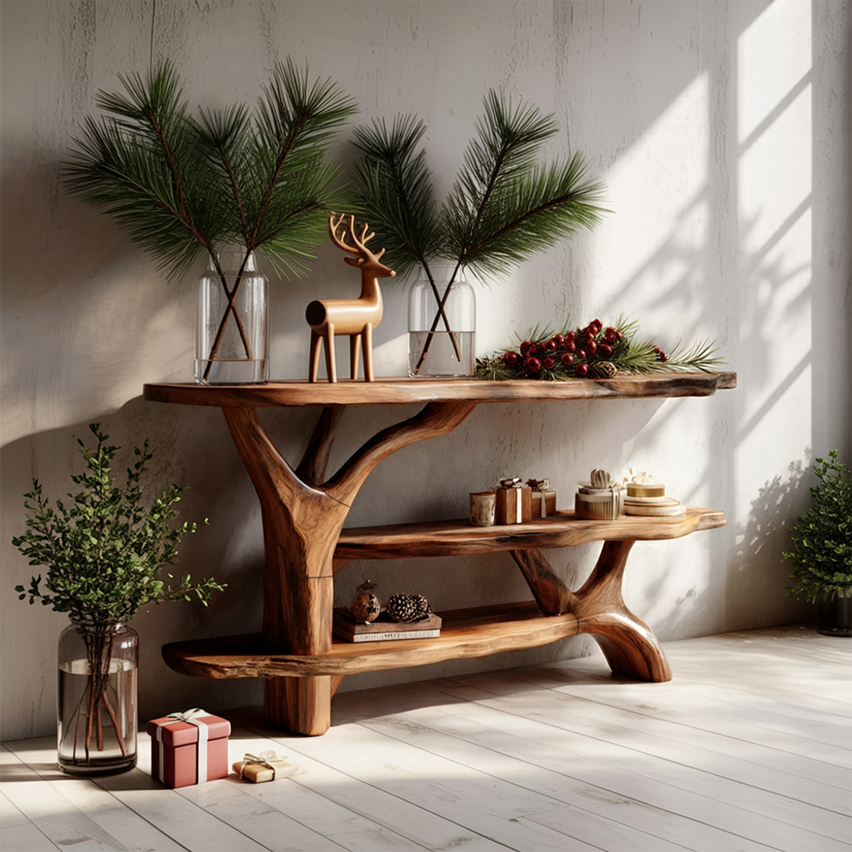 Modern Live Edge Entryway Table For Seasonal Holiday Christmas Bedroom