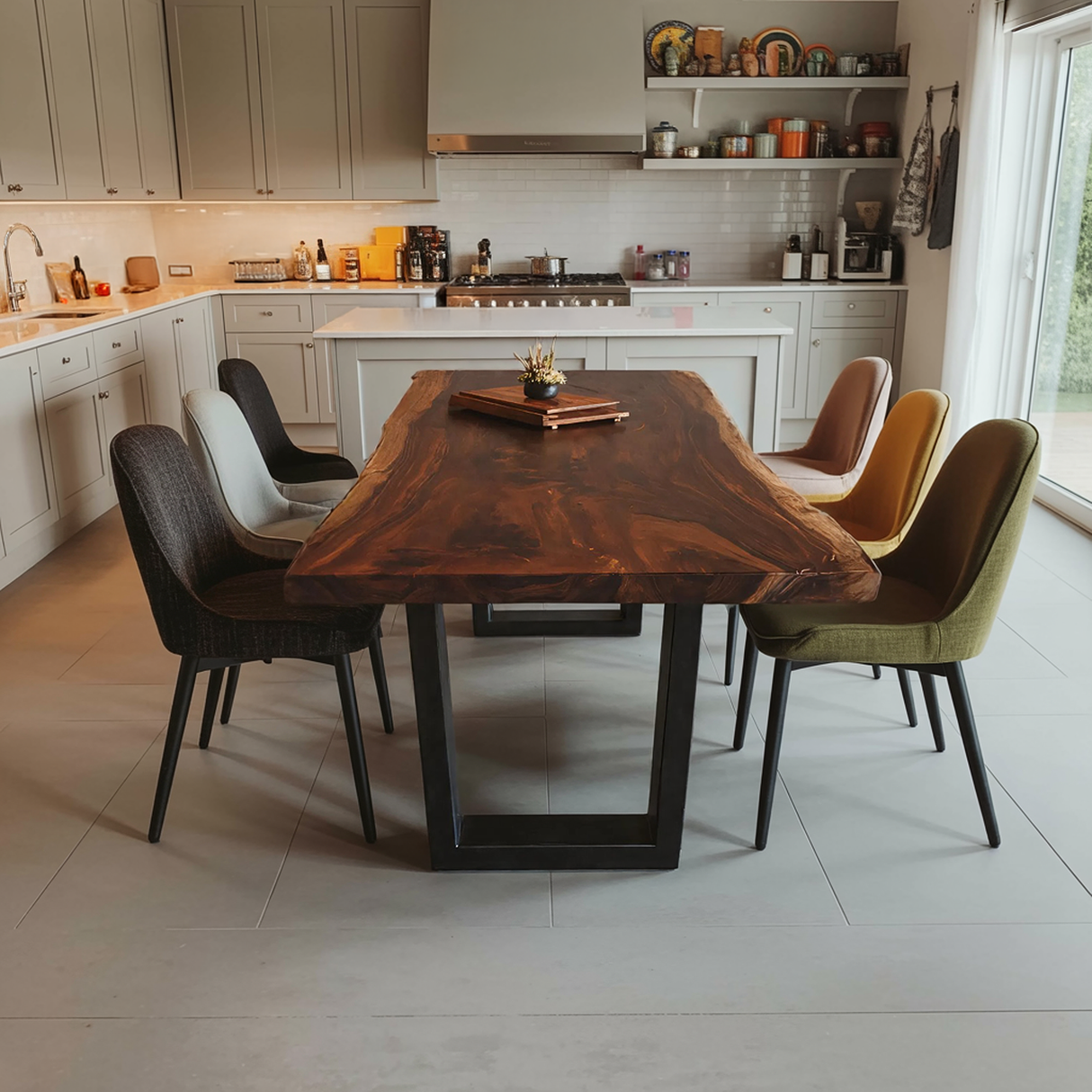 Kitchen Decor Mid Century Wooden Live Edge Dining Table