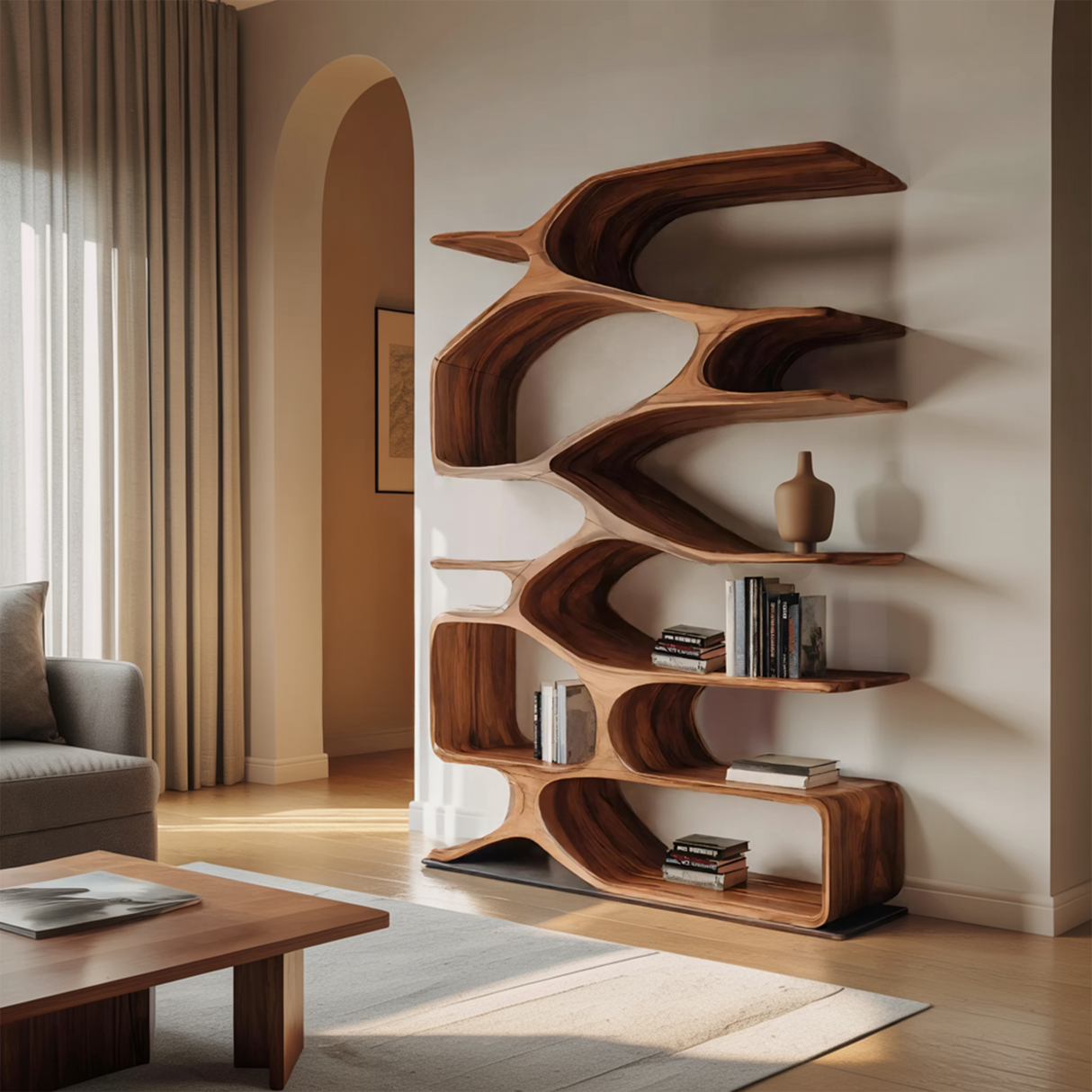 Organic Sculptural Bookshelf For Living Decor
