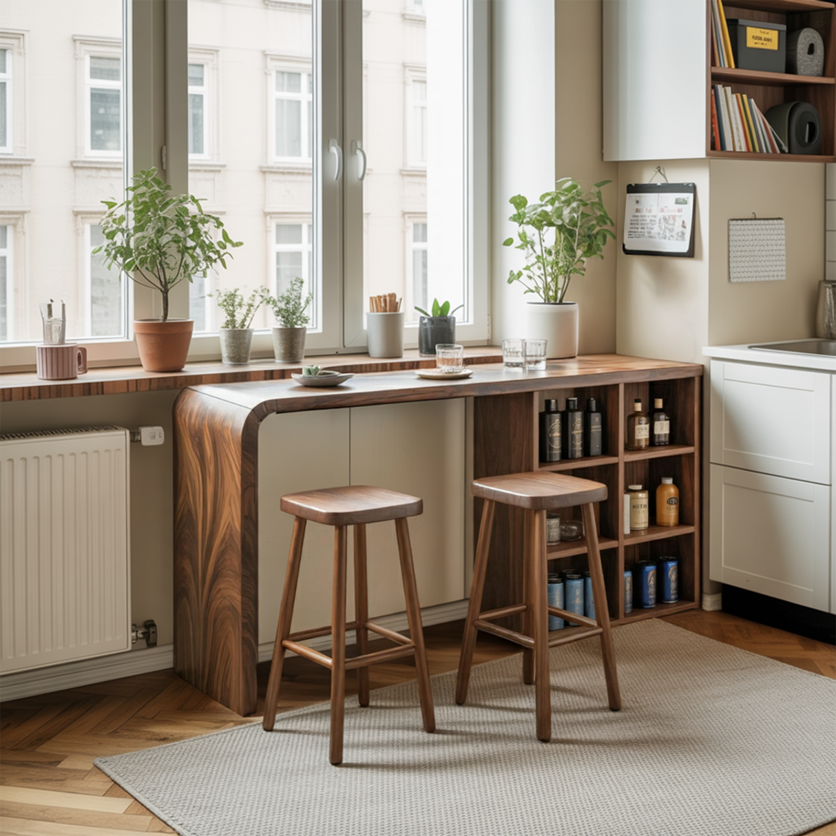 Modern Wooden Bar Table With Storage For Kitchen Or Home Mini Bar