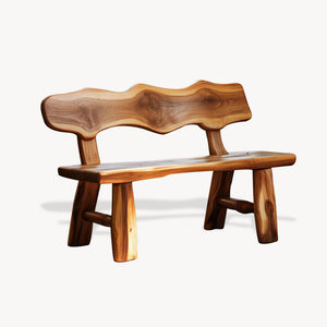 Rustic Garden Bench Live Edge Outdoor Seating For Patio Courtyard And Backyard