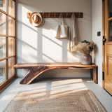 Architectural Bench With Sculpted Z Base For Entryway
