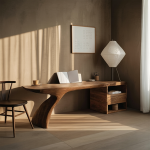 Modern Desk With Sculptural Single-Leg For Home Office