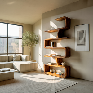 Contemporary Handmade Wooden Bookshelf For Home Styling
