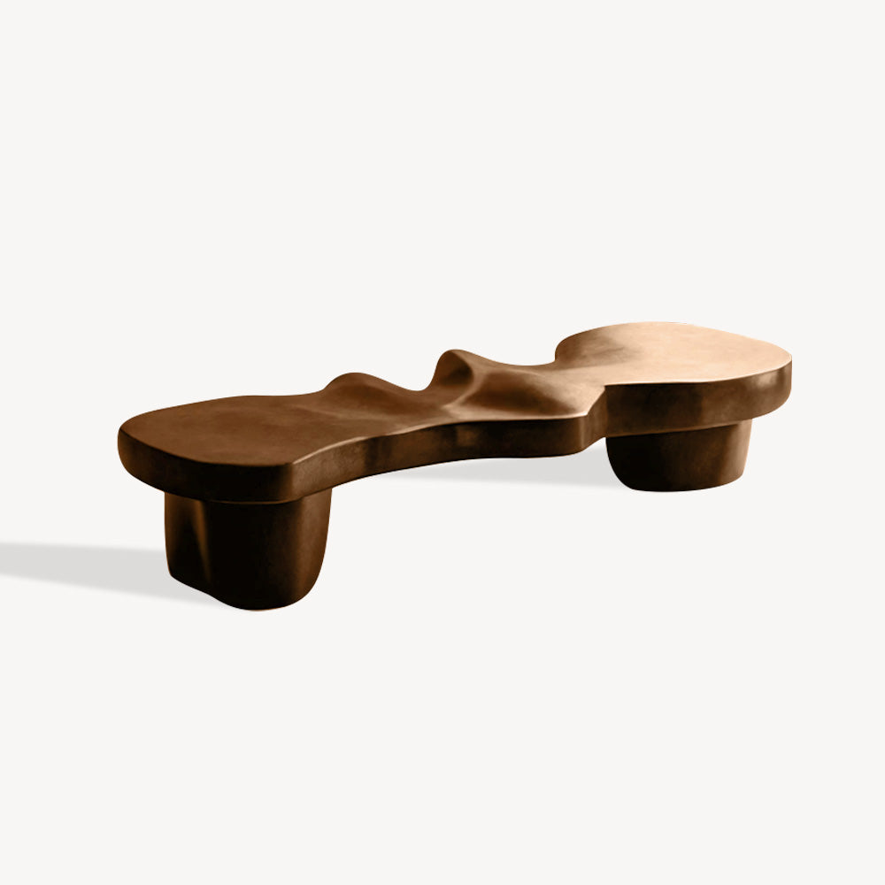 Contemporary Sculptural Wood Bench For Modern Living Room Or Gallery