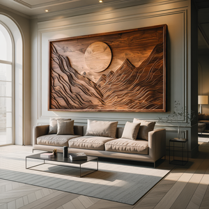 Handcrafted Wall Art Mountain Sun Landscape For Living Room