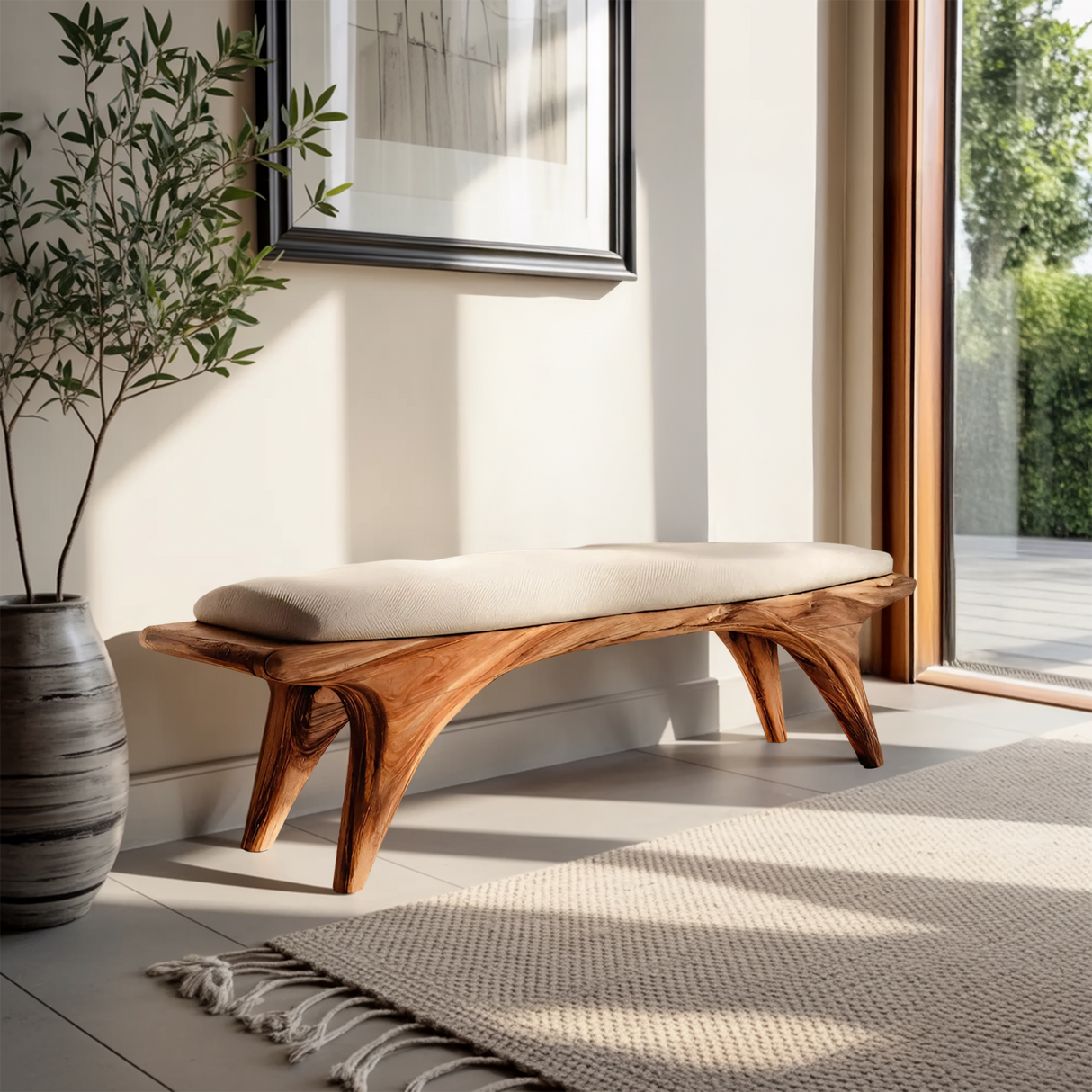 Organic Sculptural Bench For Hallway Furniture