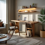 Modern Wooden Live Edge Desk For Small Home Office Setup