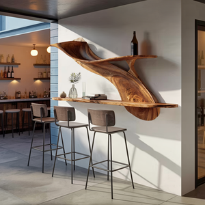 Handcrafted Natural Wood Shelving Unit For Home Library Storage