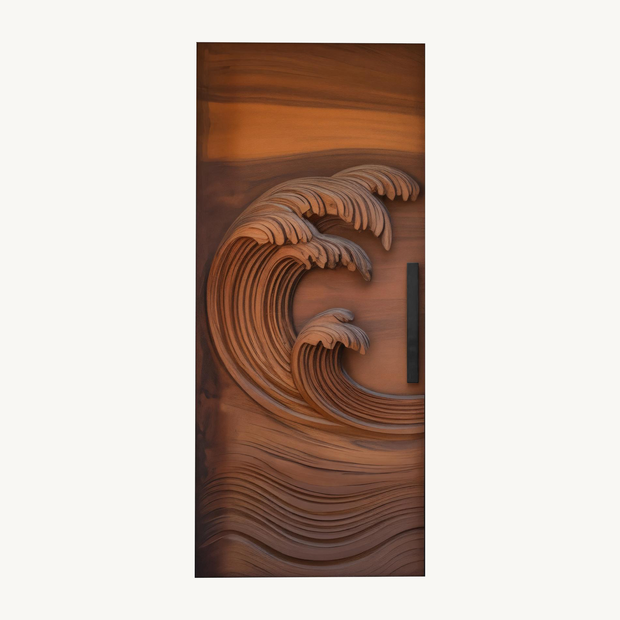 Coastal Wave Carved Door For Front Entrance And Modern Villa