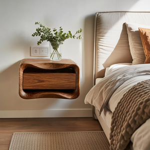 Floating Nightstand Organic Curved Design For Bedroom