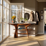 Mid Century Wooden Entry Table For Living Room Styling