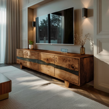 Mid Century Live Edge TV Cabinet For Living Room Design